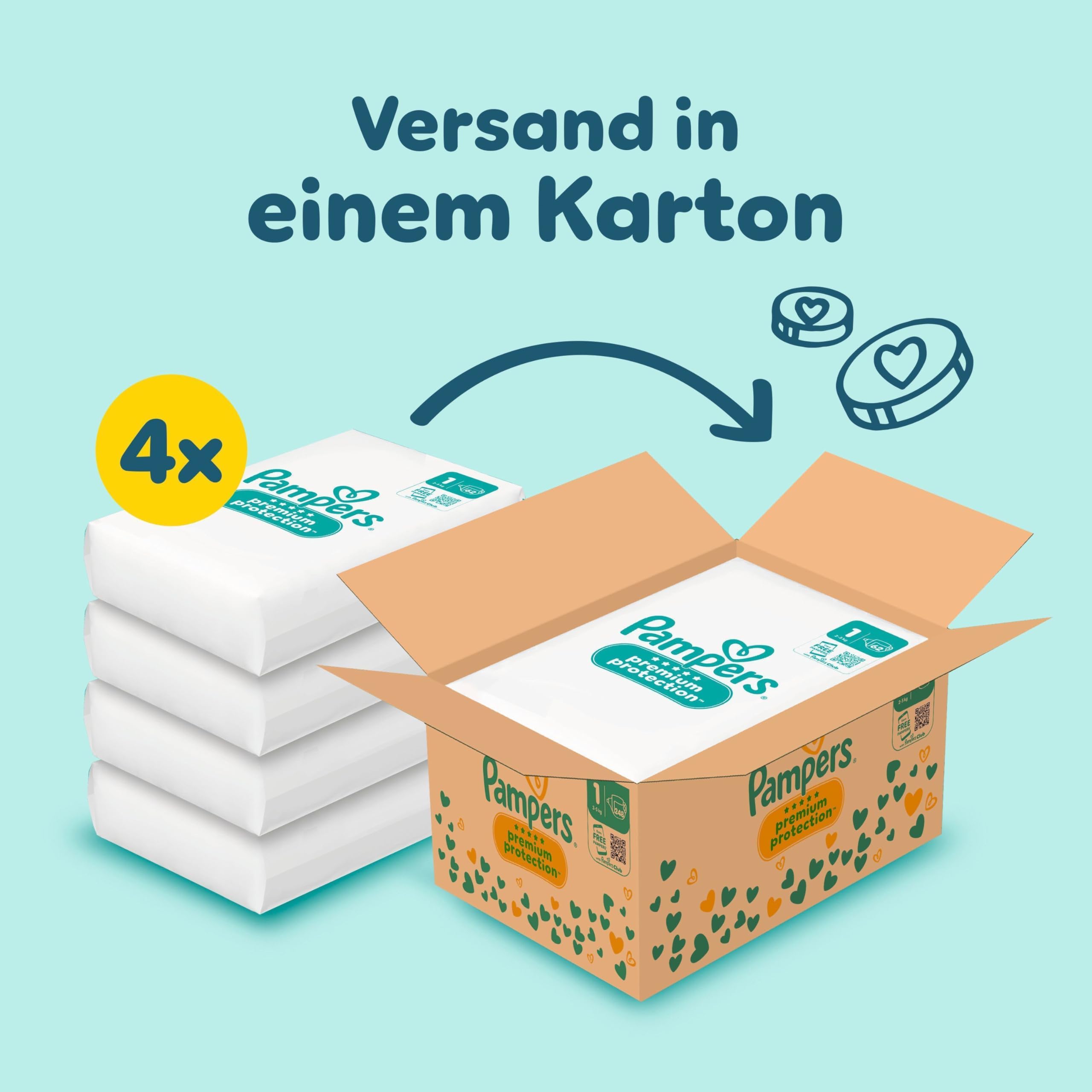 Pampers Premium Protection Größe 1, 248 Windeln, 2kg-5kg, unser Nr. 1 Haut- und Auslaufschutz 2
