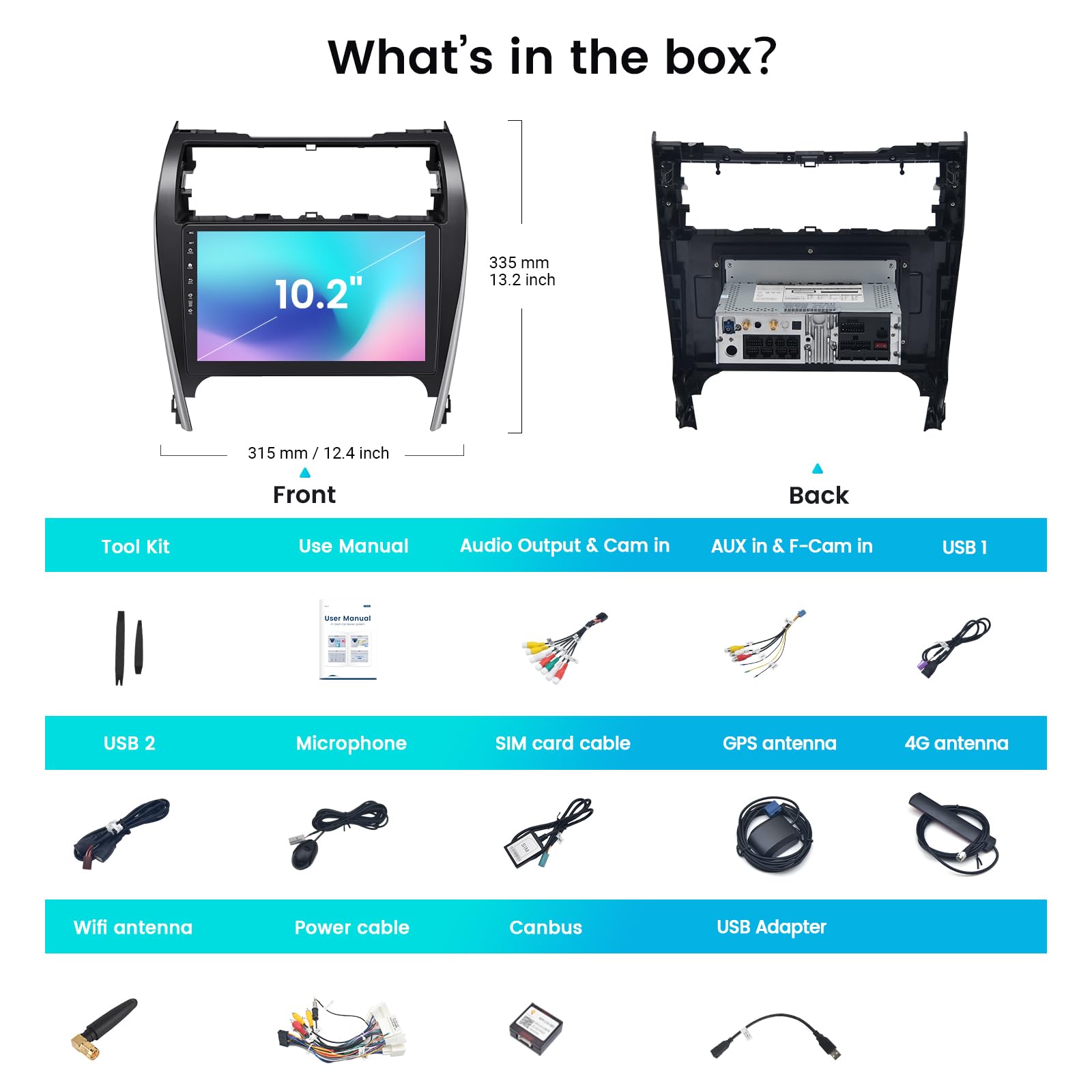Roadanvi 8G+128G Android Car Stereo for Toyota Camry 2012 2013 2014 Wireless Carplay Android Auto Car Radio GPS Navigation Bluetooth QLED Touch Screen WiFi 4G LTE 1280x720 X12 Head Unit