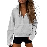 ATHMILE Womens Sweatshirts Half Zip Cropped Pullover Fleece Quarter Zipper Hoodies 2026 Fall Fashion Outfits Clothes