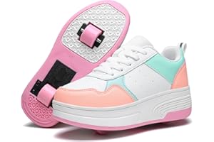 HSQ Roller Skate Shoes for Women Girls with Detachable Wheeled Wheels Fashion Wheelies Sneakers Zapatos con Ruedas Suitable f