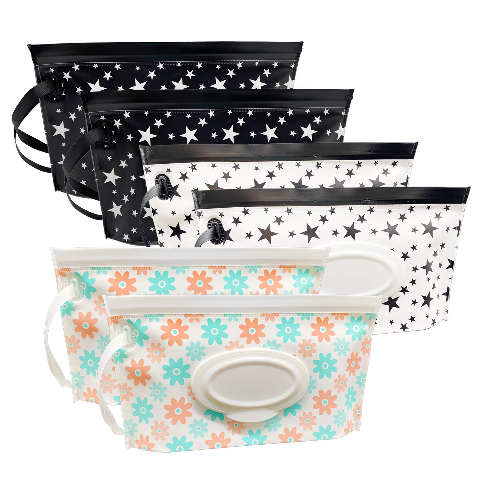 ULVBABI Baby Wet Wipe Pouch Container, Reusable & Refillable Portable Wipes Dispenser, Eco Friendly and Lightweight Baby Travel Wet Wipe Holder, Keeps Wet Wipes Moist (6 Pack)