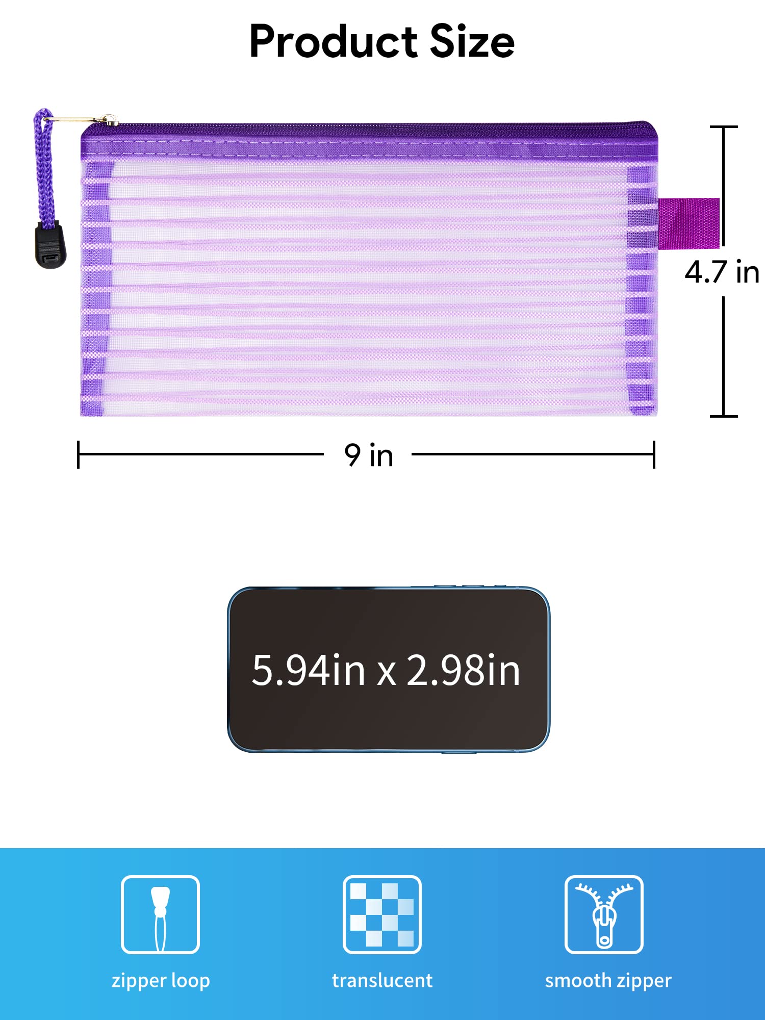 JARLINK 40 Pack 10 Colors Zipper Mesh Pouch, Storage Pencil Pouches, Multipurpose Pencil Pouch Bulk for School and Office Supplies, Cosmetics Travel Accessories, Multicolor