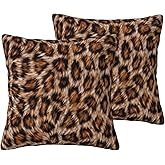 Sovvin Leopard Throw Pillow Covers Set of 2 Cheetah Print Decorative Pillowcases Soft Pillow Case Cushion Cover for Living Room Bedroom Sofa Couch, 18x18 Inch