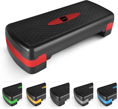 KAYMAN Fitness Steps – Adjustable 10/15 cm Step Height, Red, Home Gym