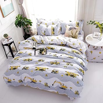 Amazon Com Ed Lumos Cute Yellow Excavator Bedding Sets For Kids