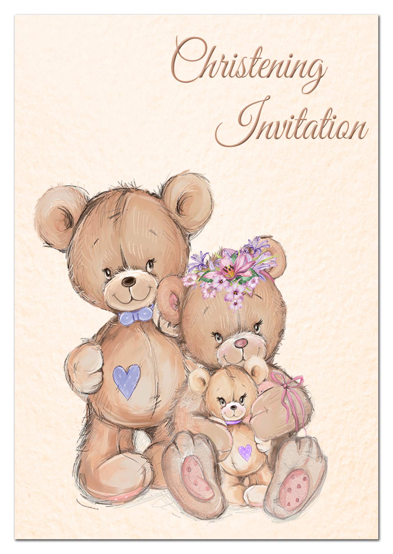 Christening Invitations Packs - Cheap Pack of 24 Invitation Cards Without envelopes –Ready to Write Invites - Unique Double-Sided Postcard - Baby Boy Girl Twins Brother Sister Design - Joint Baptism