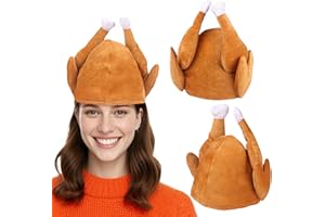 Evankin Turkey Hat for Adults Women Men, Plush Thanksgiving Roasted Turkey Costume, Funny Party Accessory