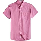 MUSE FATH Men's Casual Oxford Short Sleeve Regular Fit Chest Pocket Dress Shirt
