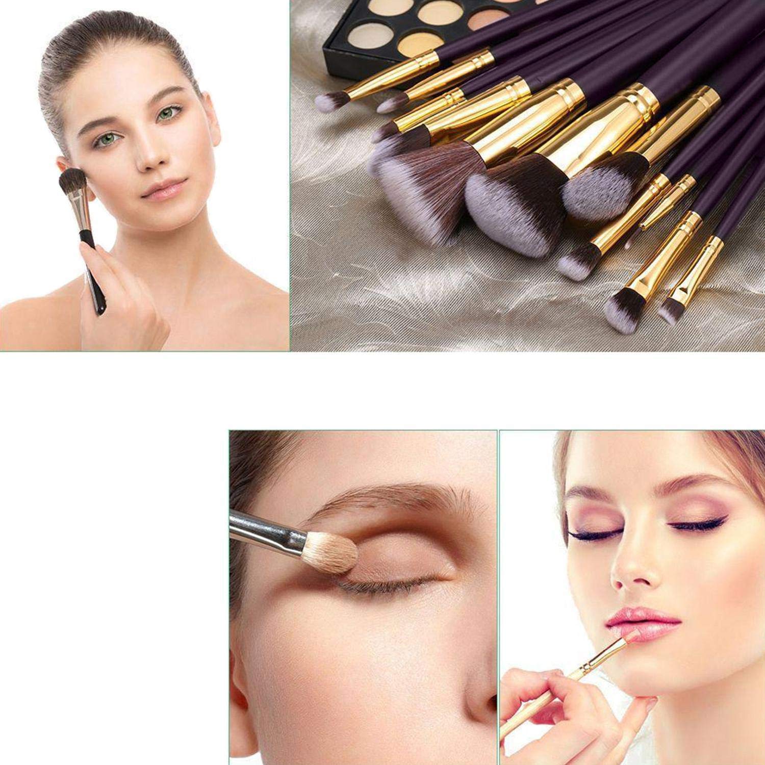 Xixou 12Pcs Makeup Brushes Premium Makeup Brush Set Synthetic Kabuki Cosmetics Foundation Blending Blush Eyeliner Face Powder Brush Makeup Brush Kit