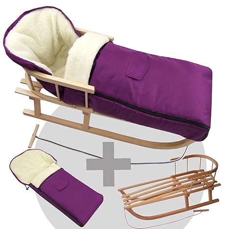 Bambini Mundo Nevera Oferta de Madera Trineo con Respaldo y Cuerda ...