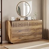 IBF Farmhouse Dresser for Bedroom Modern 6 Drawer Dresser Fluted Chest of Drawers Large Wood Closet Dressers with Anti-Tippin