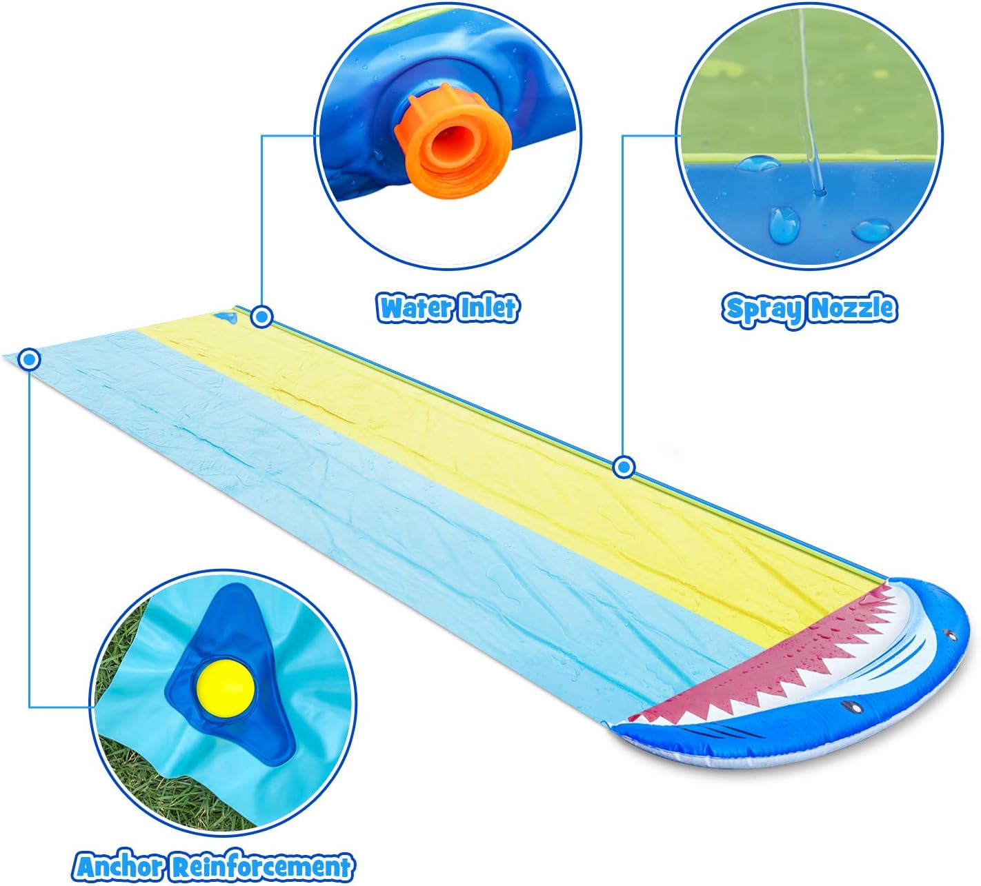 RenFox Slip and Slide, 16FT Inflatable Splash Water Slides with 2 Racing Lanes & Body Boards for Kids Boys Girls, Outdoor Summer Water Toys for Backyard Garden Lawn: Toys & Games