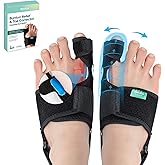 Welnove Bunion Corrector - Orthopedic Bunion Splint - Big Toe Separator Pain Relief for Women & Men - Bunion Correction Toe Straightener with Non-slip Strap, Day Night Support (Black, 2 Count)