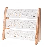Necklace Holder 3 Tier Wood Necklace Organizer Stand with White Velvet, Necklace Display Stand for Selling, Chain Necklace Holder Rack for Show, 72 Necklaces Bracelets