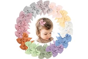 OAOLEER 2inch Baby Hair Clips, 24 Pieces Fully Lined Baby Bows Hair Pins for Baby Girls Infants Toddlers 12 Colors in Pairs (Style A)