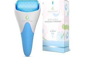 PUR Botanicals Blue Ice Roller for Face and Eyes Puffiness Relief - Therapeutic Frozen Cold Skinny Ice Roller for Face Massage - Beauty Skin Care Ice Roller Tools - Reduce Pain Migraine and Wrinkles