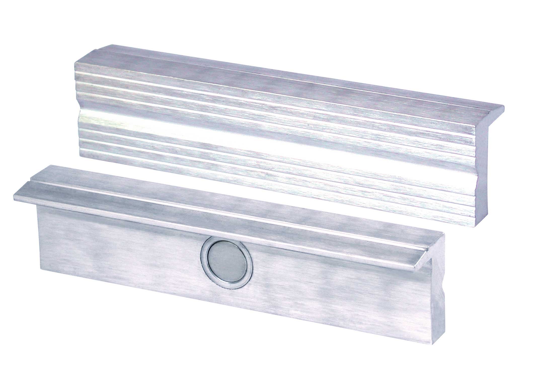 Heuer 110160 vice Jaws (Protective Jaws at Right-Angular, Plan-Parallel, Integrated Special Magnets, Suitable for vice 160 mm, Material: Aluminium)