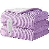 Texciting Heated Blanket Electric Blanket Throw 50”X60”-Heating Throw with 5 Heat Settings-3 Hours Auto Off,ETL Certified,Machine Washable (Purple)
