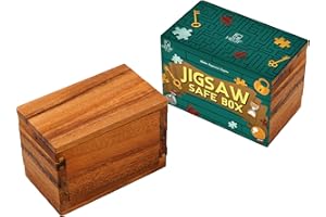 BSIRI Jigsaw Safe Box- Secret Box Brain Teaser Wooden Puzzle Boxes with Hidden Compartments. Ideal Mystery Jewelry, 3D Puzzle Lock Box, Gift Card, and Money Puzzle Box