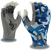 Cordova Rock Fish FP2000B Blue Camo Fishing Gloves with Standard Wrist and Synthetic Leather Palm, Durable, Salt &amp; Fresh Water