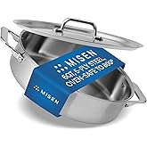 Misen 5-Ply Stainless Steel 6QT Rondeau &ndash; Wide, Flat Cooking Surface - Even Heating, Perfect Searing - Durable, Versatile Cookware &ndash; Oven-Safe to 800F, Induction Compatible