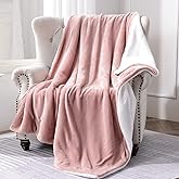 SOCHOW Sherpa Fleece Throw Blanket, Double-Sided Super Soft Luxurious Plush Blanket Throw Size, Dusty Pink, 50x60 inches