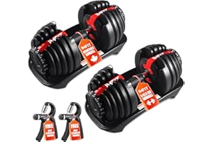 IMFit Adjustable Dumbbell Set (5 - 52.5 lbs) Single/ Pair(Set of 2) with Free Hand Grip | 15 Adjustable Weight Settings (Colo