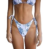 BERLOOK Women's Ribbed Tie Reversible Bikini Bottom Adjustable Hipster Full & High Cut Swimsuit