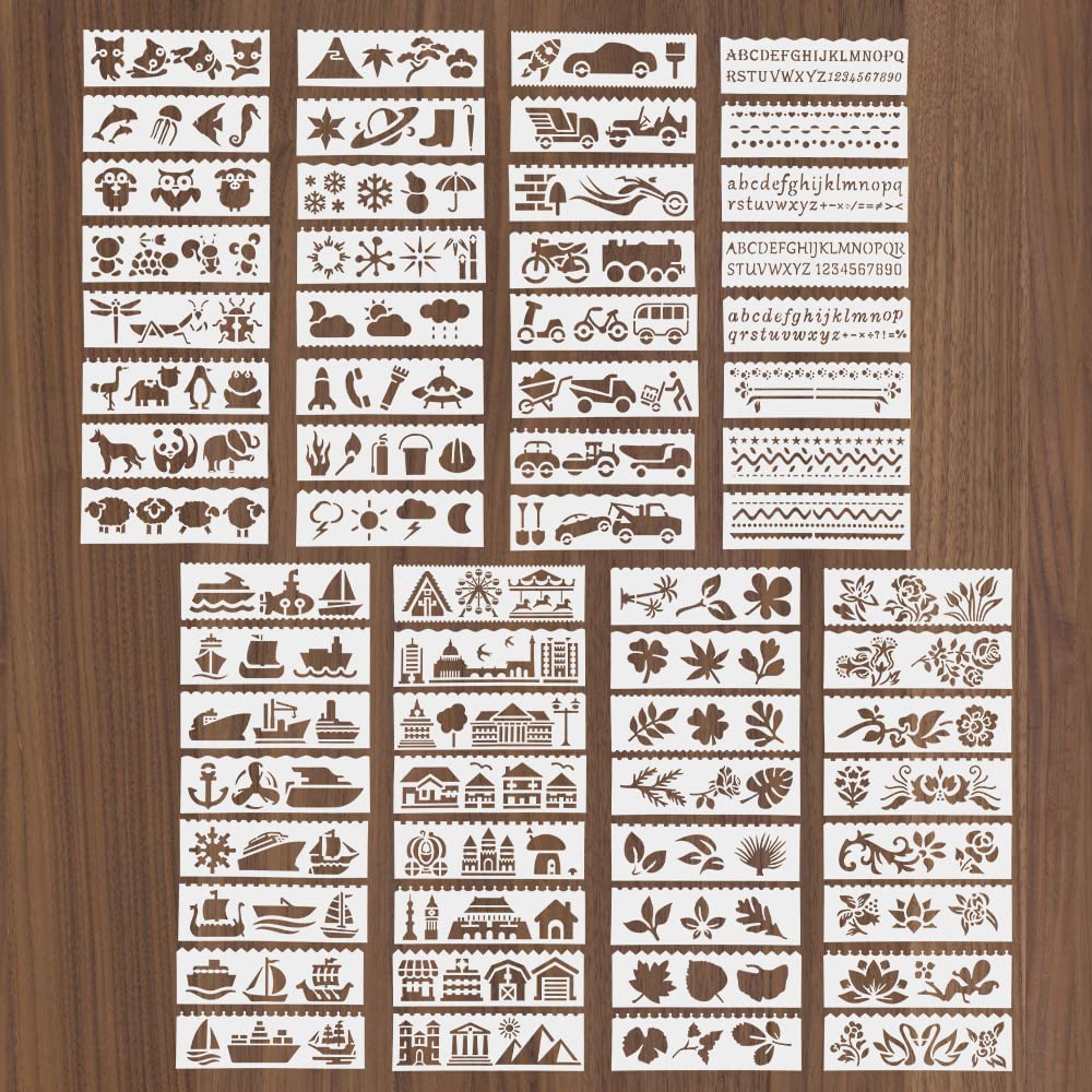HLIWS 8 Sets Nature Painting Stencils for Craft Reusable,Bird and Floral Painting Stencil, Drawing Craft Stencils DIY, for DIY Scrapbooking, Drawing Crafts Accessories(Set of 8 Each)