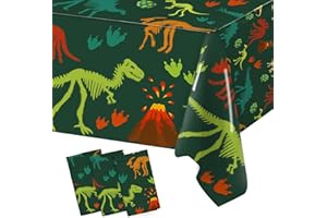 Staraise 3 Pieces Dinosaur Birthday Decorations Party Tablecloth, Dinosaur Table Cover PE Waterproof Rectangle Tablecloth for Kids Boy Birthday Classroom Dino World Party Decorations, 51.2X 86.6inch