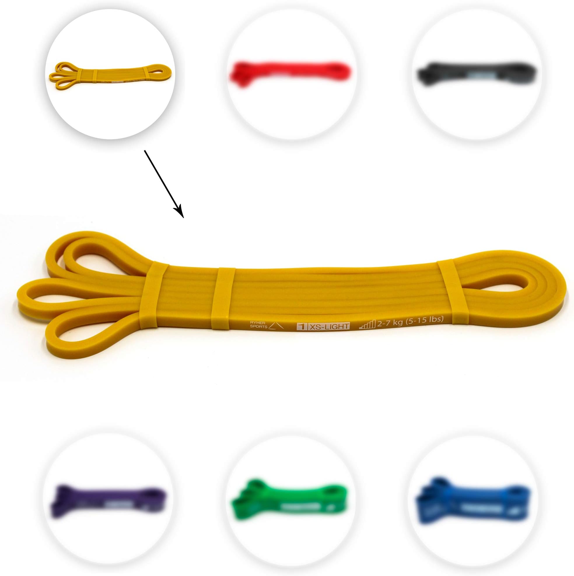 Ryher Fitness Pull Up Resistance Band - Exercise bands for CrossFit, Chin Up Assistance, Elastic Band for Powerlifting, Streching - CHOOSE Color and Resistance from bellow