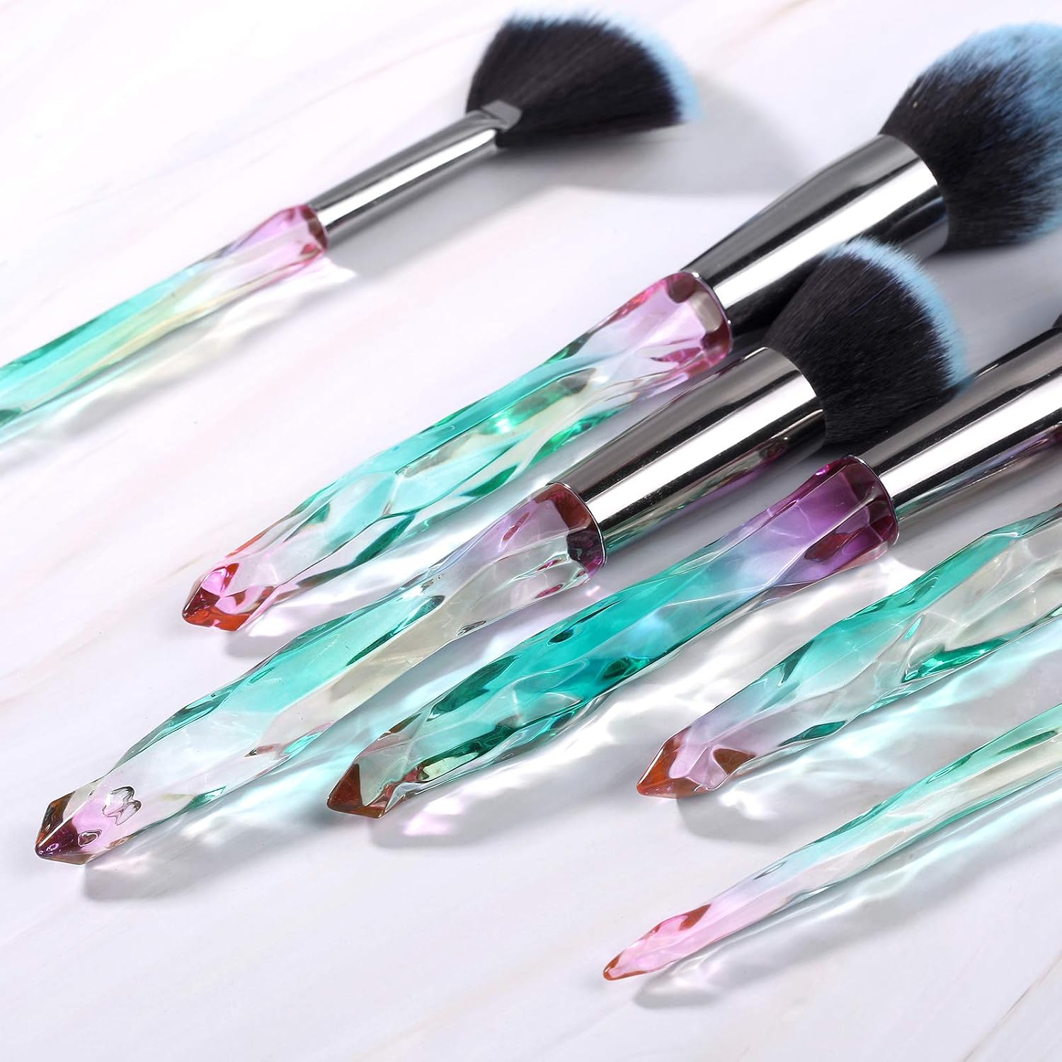 Makeup Brush Set Glamour Gaze 15Pcs Crystal Handles Makeup Brushes Sets Eyeshadow Eyebrow Foundation Brush Set With Makeup Sponge Blender Beauty and Brush Egg - Image 4