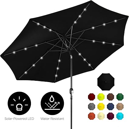 Amazon.com: Best Choice Products - Paraguas de patio con luz LED solar