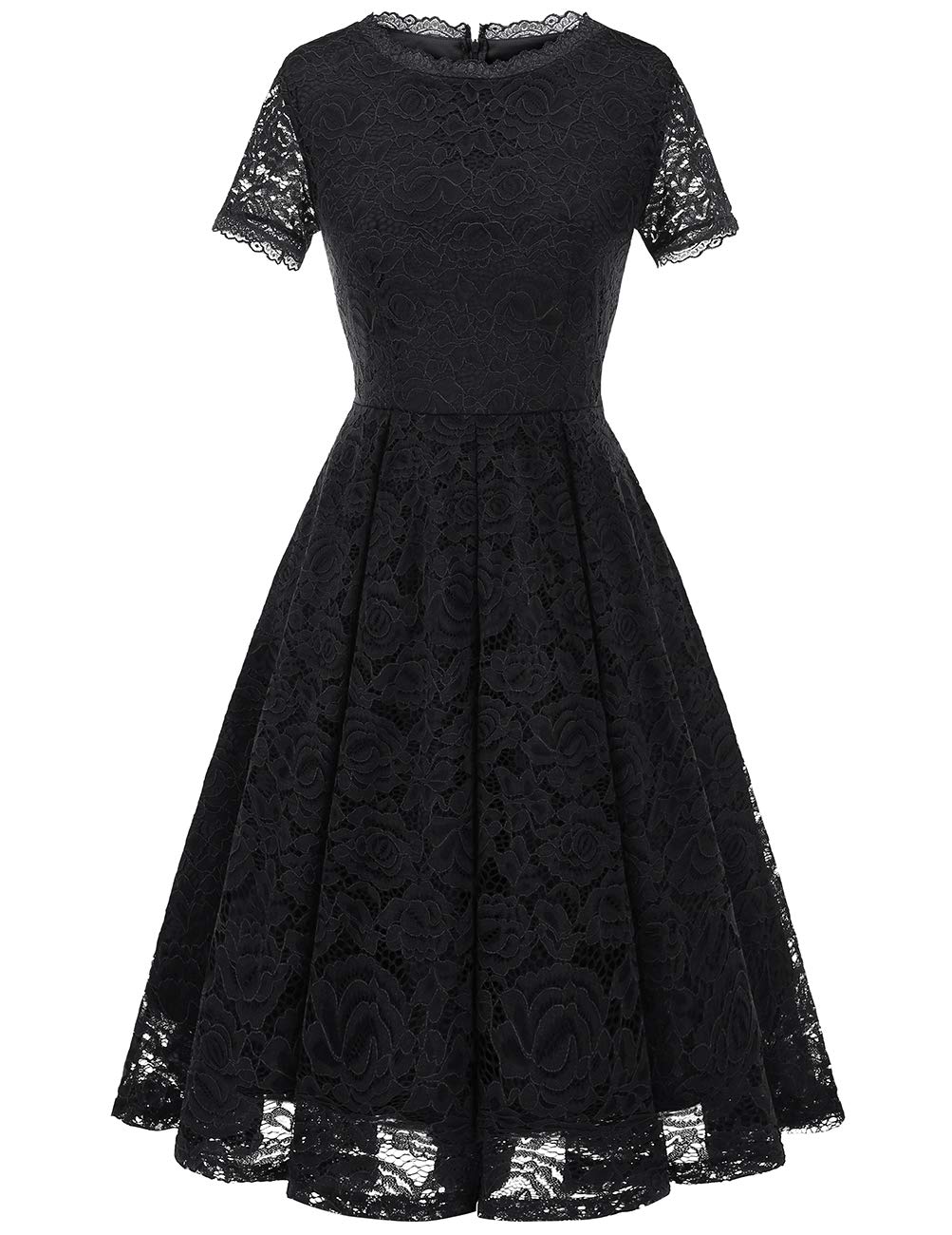 DRESSTELLS-Womens-Homecoming-Vintage-Tea-Dress-Floral-Lace-Cocktail-Formal-Swing-Dress-Black-S