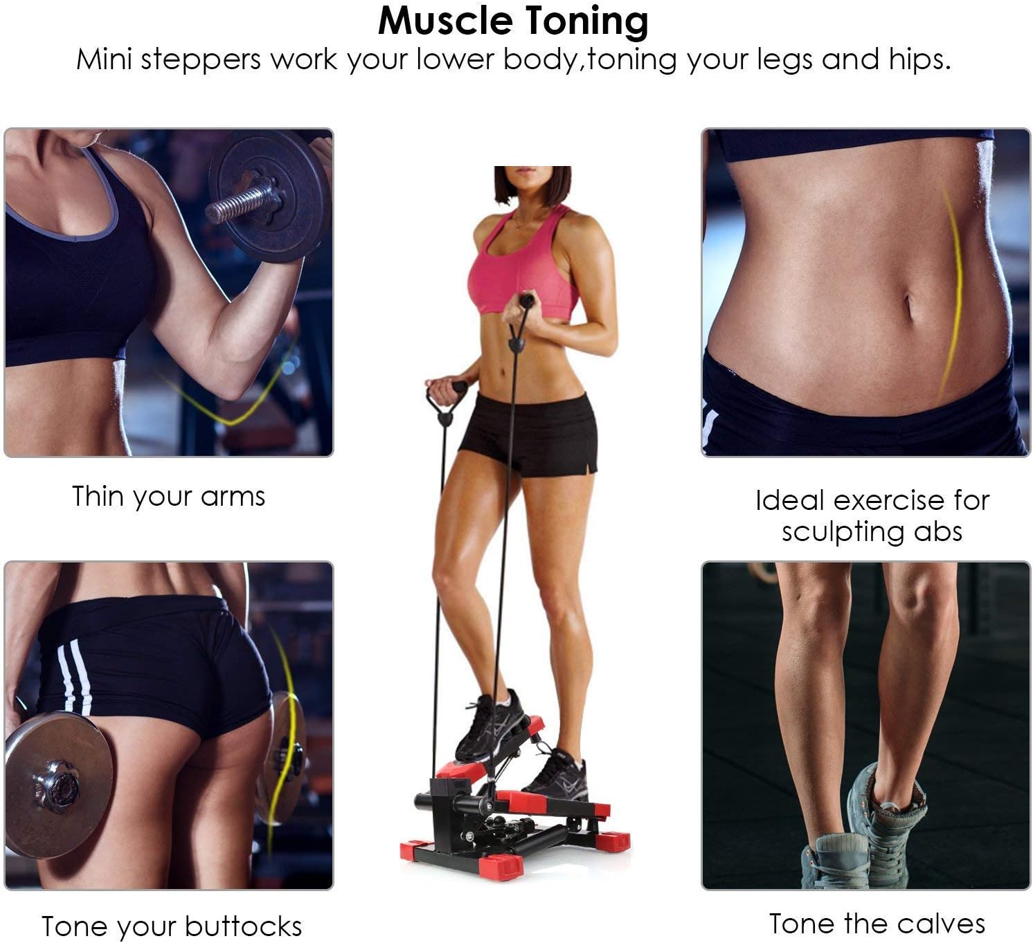 FEMOR Máquina de Step Stepper con Cintas de Entrenamiento y ...