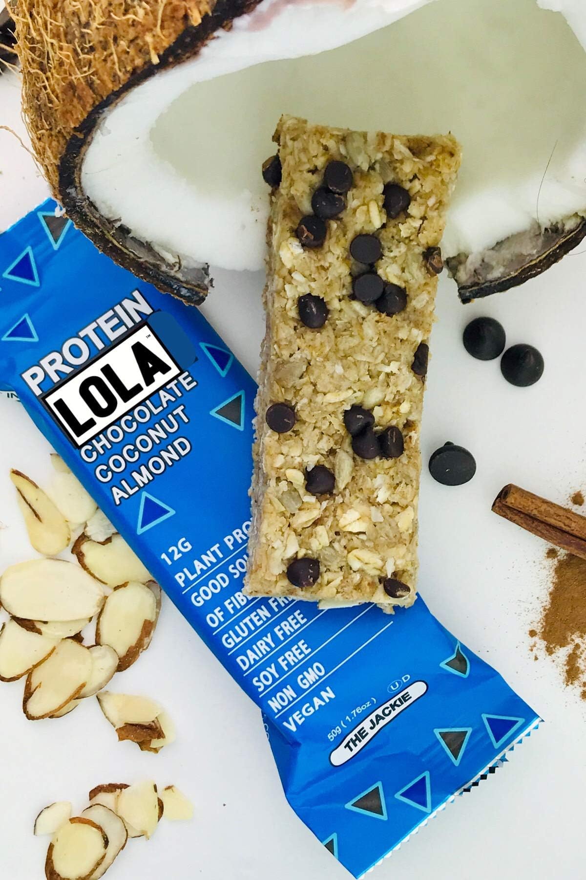 LOLA Vegan Protein bar (Jackie 12ct) Chocolate Coconut Almond
