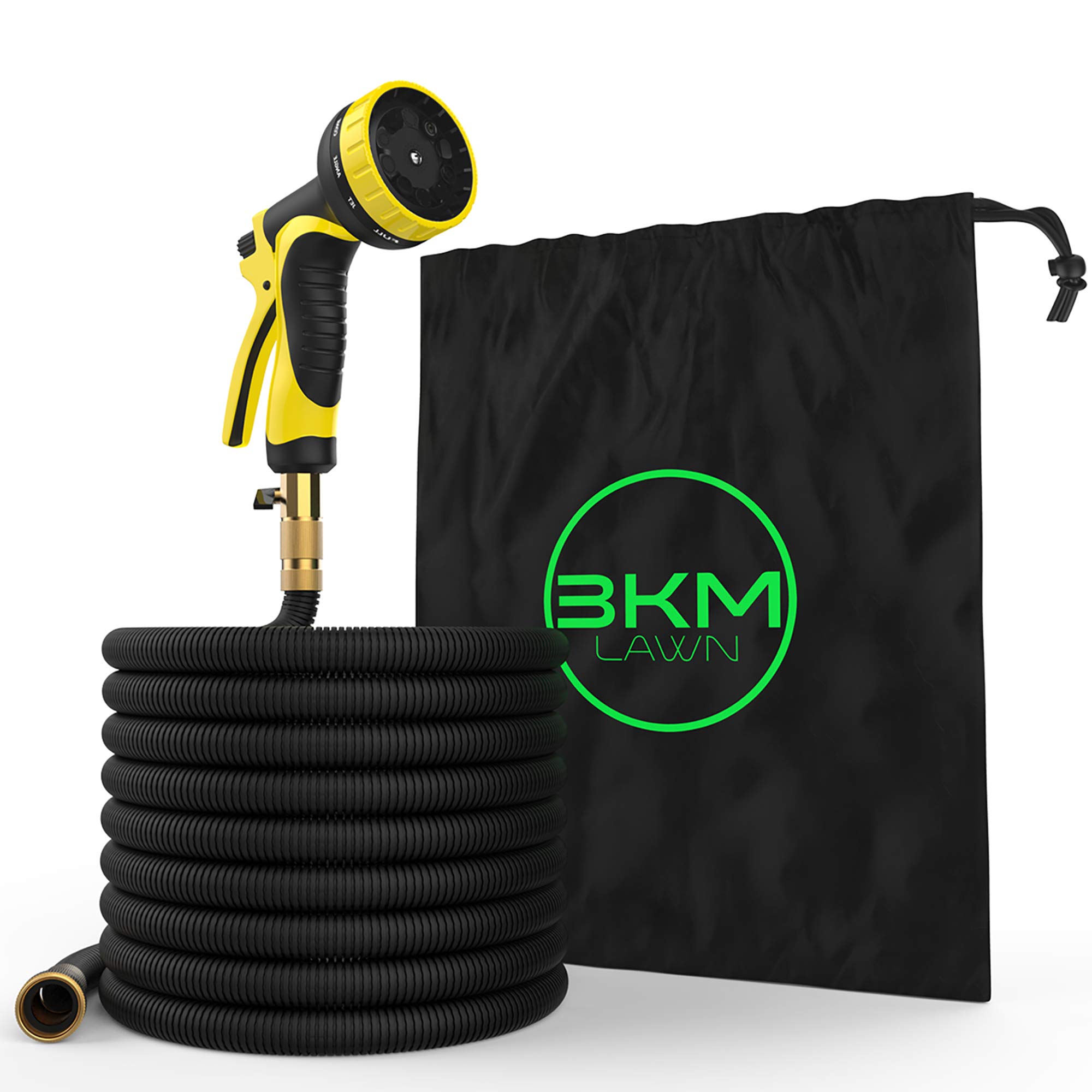 Garden Hose – 75 ft Heavy Duty Expandable - Premium Flexible & Expanding - 9-Pattern High-Pressure Water Spray Nozzle & Bag - No Kink Tangle-Free Lawn & Plant Watering – Triple Layer & Brass connector