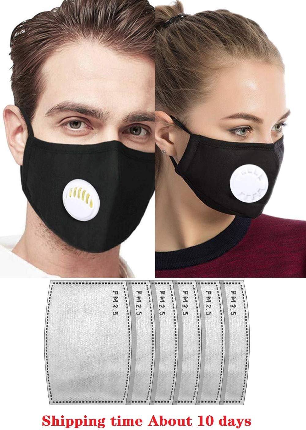 seekay 2 Pcs PM2.5 N95 Dust Mask with 6 replaceable filters Anti Pollution Breathable Respirator Air Face Masks Reusable Washable Comfortable Cotton Adjustable