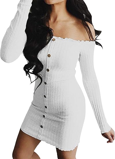 rib knit off shoulder bodycon dress