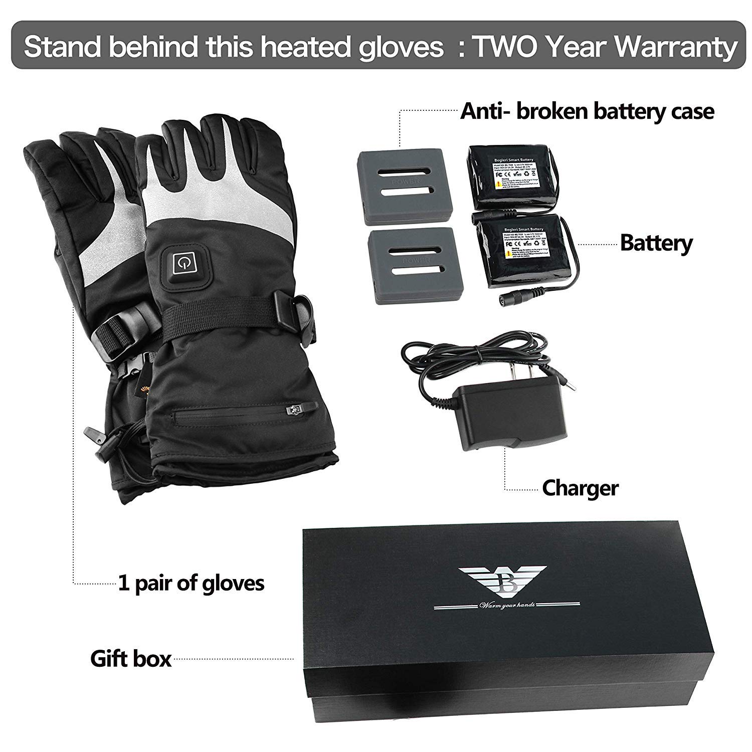 Heated Gloves for Men Women - Electric Heating Gloves, Battery Heated Motorcycle Gloves Rechargeable for Winter Sports