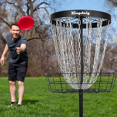 Disc Golf Basket Target, Frisbee Glof Practice Basket with 24-Chain, Metal Golf Goals Baskets