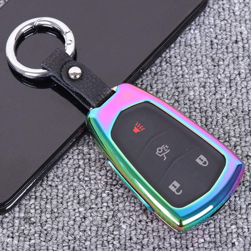 LAMWAN Car key cover- for Remote Car Key Covers Holder For Cadillac XT5 XTS ATS-L CT6 SRX Zinc Alloy Key Case Key Bag KeyChain Auto Accessories Anti-drop,Colorful