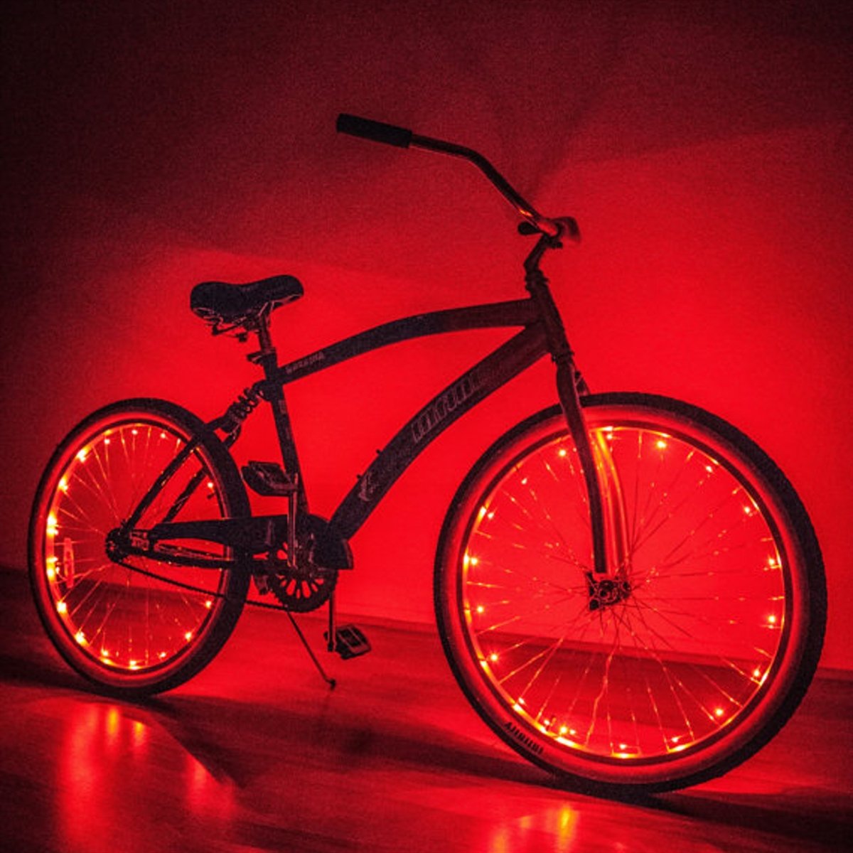 Front, Back AND both Wheel lights AND FREE credit card folding knife from Camp Luna Lover (Red)