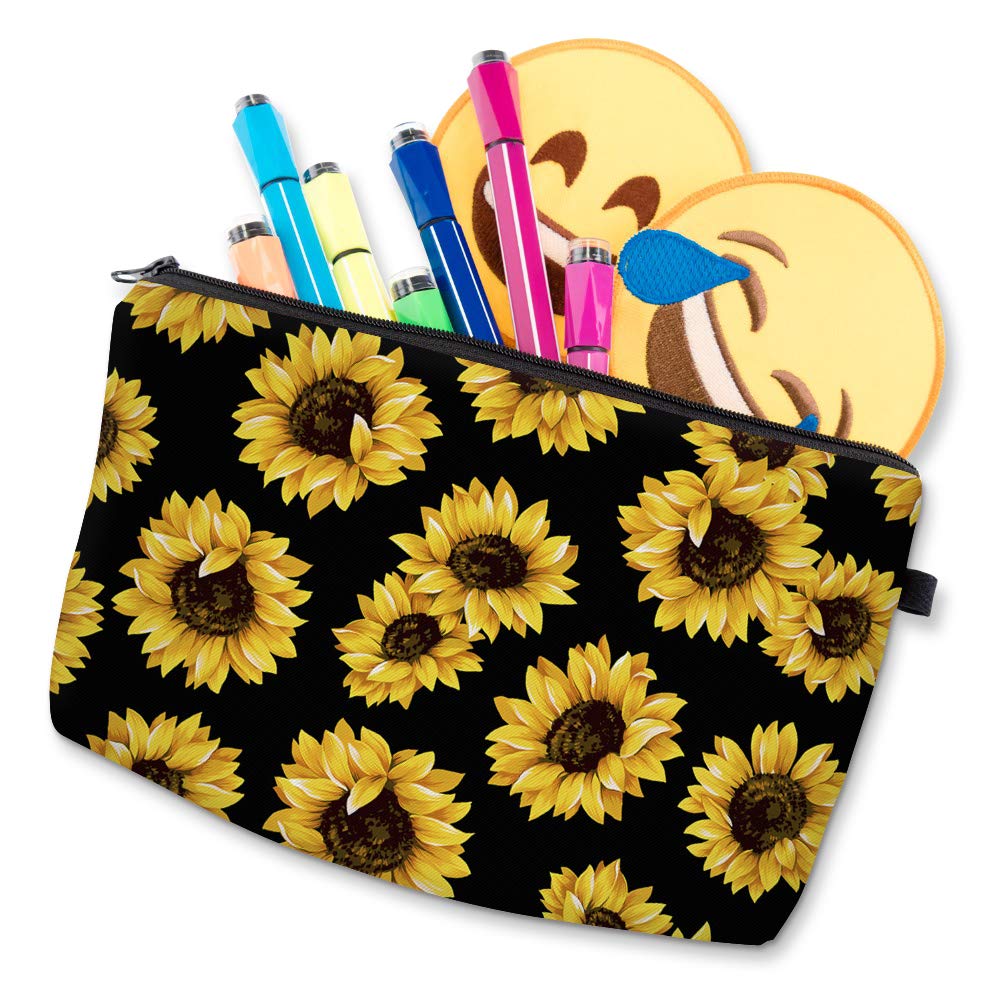 Cosmetic Bag MRSP Makeup bags for women, Small makeup pouch Travel bags for toiletries waterproof sunflower (51728) : Beauty