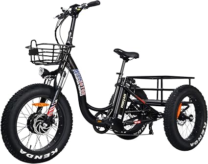 Addmotor Triciclo eléctrico de tres ruedas, 500 W, triciclo eléctrico de 20 pulgadas, neumáticos gruesos, bicicleta