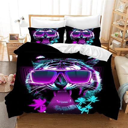 Ste X Bedding Set 400 Thread Count 100 Cotton Trendgraffiti Purple Blue Black 3 Piece Bedding Set 1 Duvet Cover 2 Pillowcases 50 X 75 Cm Amazon De Kuche Haushalt