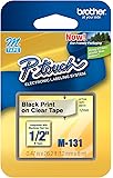 Brother Genuine P-touch M-131 Tape, 1/2" (0.47") Standard P-touch Tape, Black on Clear, for Indoor Use, Water Resistant, 26.2 Feet (8M), Single-Pack