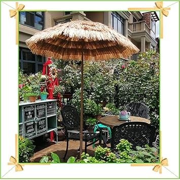 Amazon ハワイのわらぶき屋根のパラソルパティオティキガーデンパラソル150 Cm 5フィートの日よけ ポータブル防水ビーチコーヒーショップ釣りキャンプベージュ Yangsanjin スポーツ アウトドア