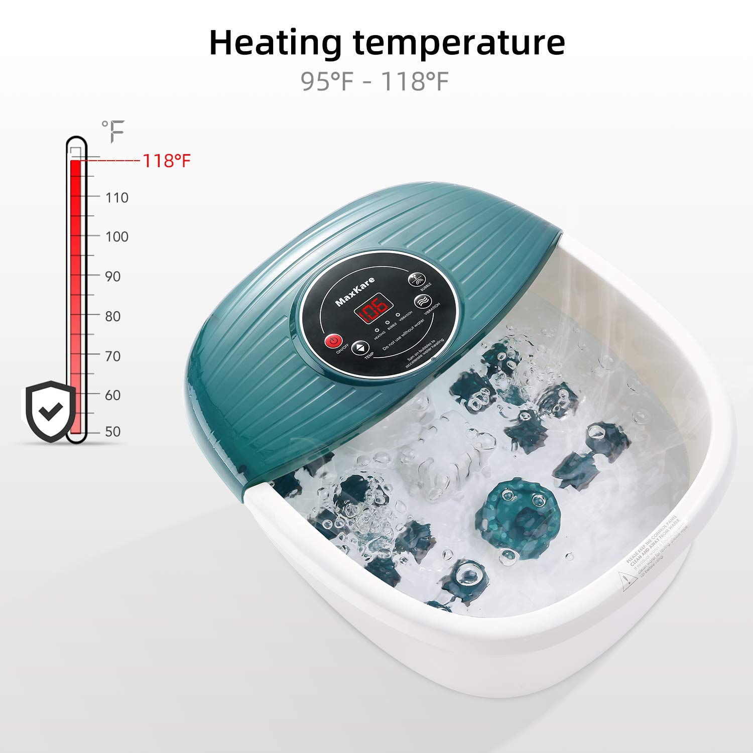 Foot Spa/Bath Massager with Heat, Bubbles, and Vibration, Digital Temperature Control, 16 Masssage Rollers with Mini Acupressure Massage Points, Soothe and Relax Tired Feet: Beauty