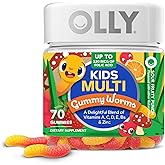 OLLY Kids Multivitamin Gummy Worms, Overall Health and Immune Support, Vitamins and Minerals A, C, D, E, Bs and Zinc, Chewable Supplement, Sour Fruit Punch, 45 Day Supply (70 Count)